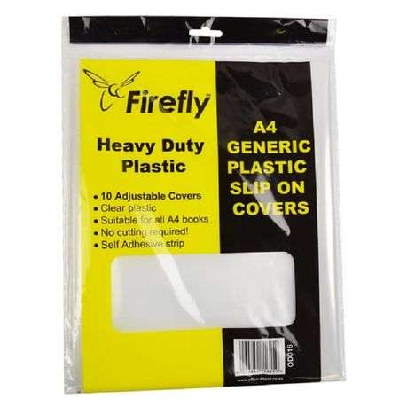Firefly A4 Slip-On Plastic Book Covers, 75Micron Heavy Duty (10`s)