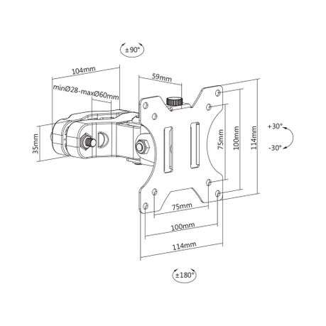 17 - 32 Pivot Pole Mount LED Screen Arm