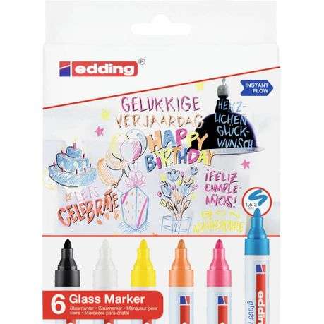 Edding 95 Glass Markers Wallet of 6