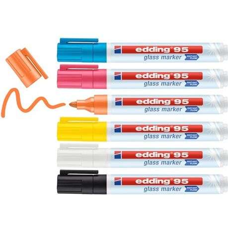Edding 95 Glass Markers Wallet of 6