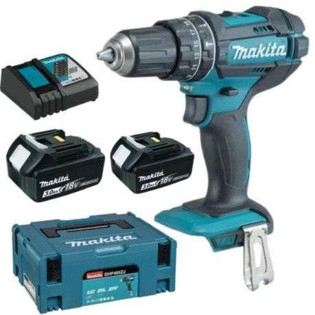 Makita - Cordless Impact Drill DHP485ZJ, 2 x 3.0 Ah Battery, Charger &amp; Case