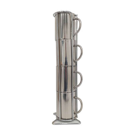 LK's Four Cups In Stand Set - Stainless Steel