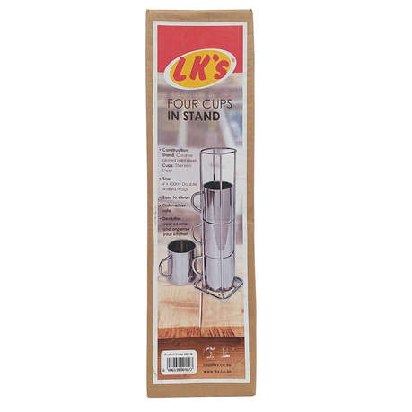 LK's Four Cups In Stand Set - Stainless Steel