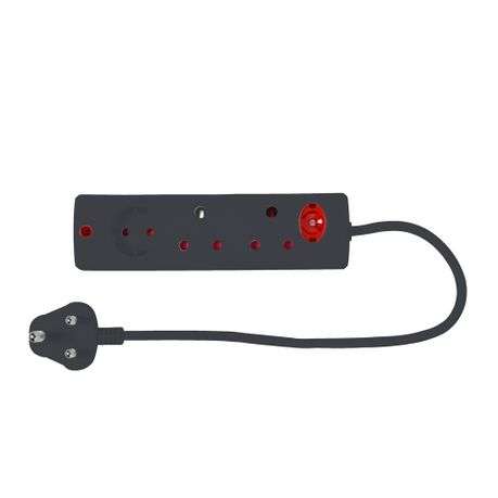 Electricmate Black 3-Way Multiplug with Overload Protection