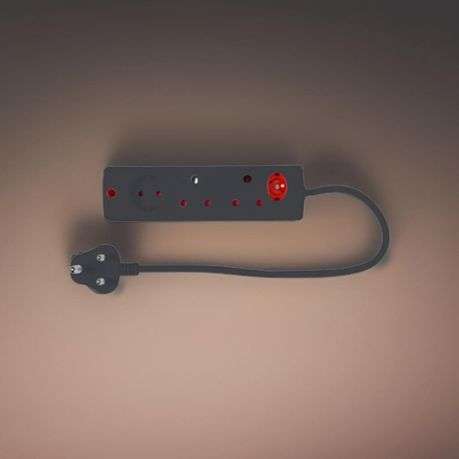 Electricmate Black 3-Way Multiplug with Overload Protection