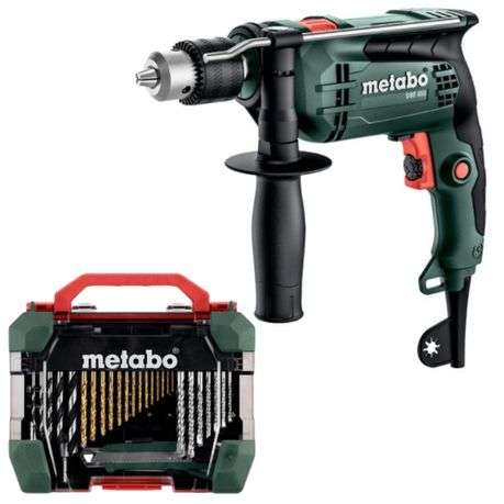 Metabo - Impact Drill SBE 650 (600742000) with Drill Bit accs. Set - 55Pc