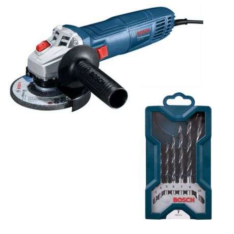 Bosch - Angle Grinder (GWS 700) with 7 Piece Mini-X-Line Drill Bit Set (3-10mm)