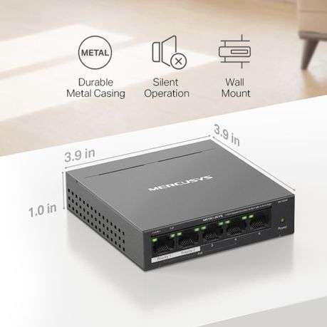 TP-Link Mercusys MS105GP 5-Port Gigabit Desktop Switch with 4-Port PoE+
