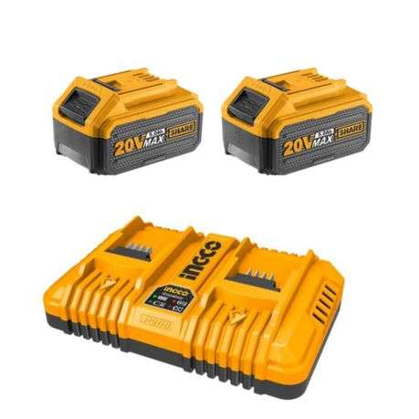 Ingco - Dual - Fast Intelligent Charger with 5.0Ah Battery Pack (2 Pack)