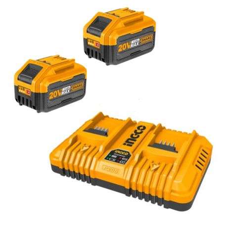 Ingco - Dual - Fast Intelligent Charger with 7.5Ah Battery Pack (Pack of 2)
