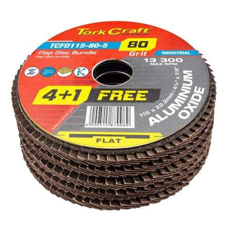 Tork Craft - Flap Sanding Disc 115mm 80 Grit - 4+1 Free