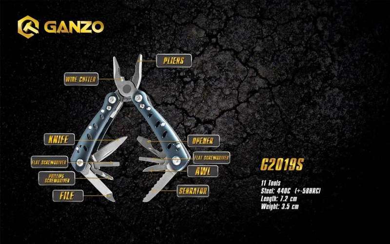 Ganzo G2019S 440C MultiTool 11-in-1 72mm for Outdoor Use