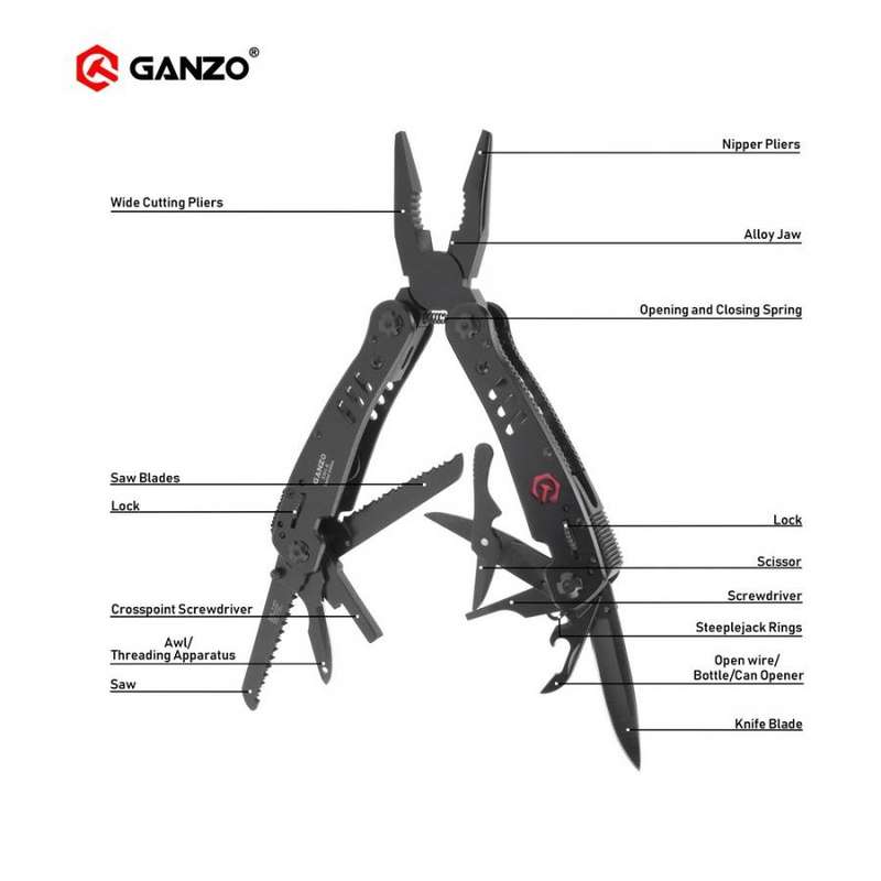 Ganzo G301B 440C MultiTool 26-in-1 105mm for Outdoor Use