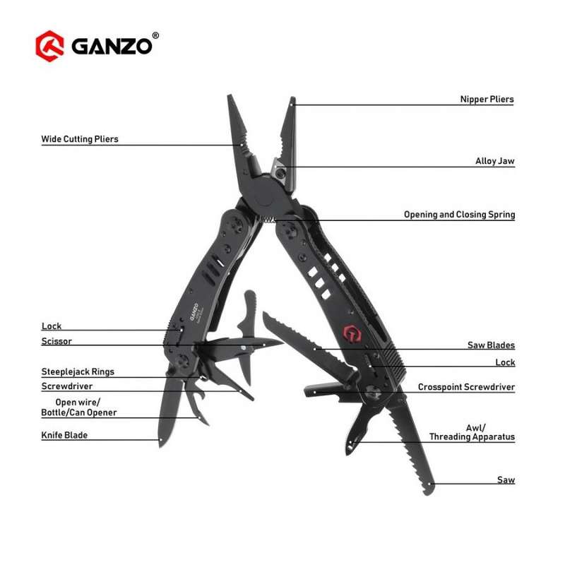 Ganzo G302B 440C MultiTool 26-in-1 105mm for Outdoor Use