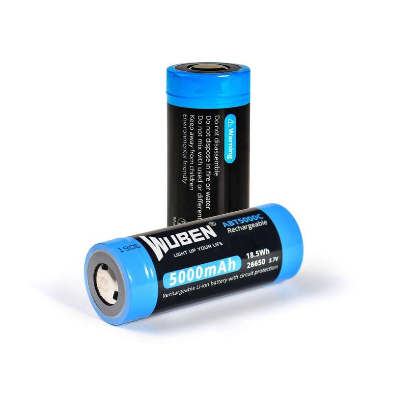 Wuben ABT5000C 26650 5000mAh Rechargeable Protected Lithium Battery