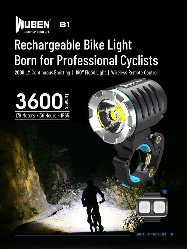 WUBEN B1 Professional MTB Bicycle Light 3600LM 179m Rechargeable