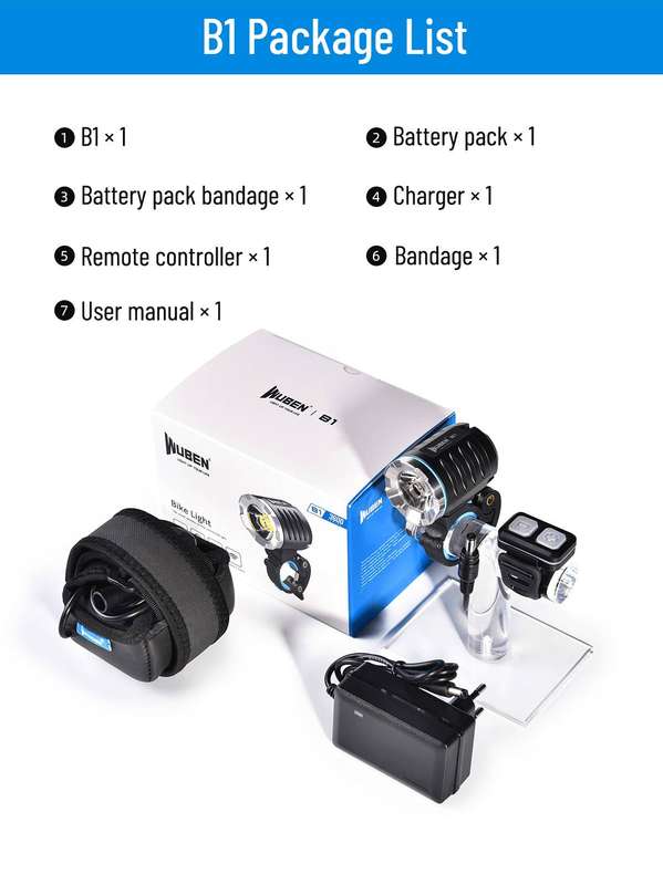 WUBEN B1 Professional MTB Bicycle Light 3600LM 179m Rechargeable