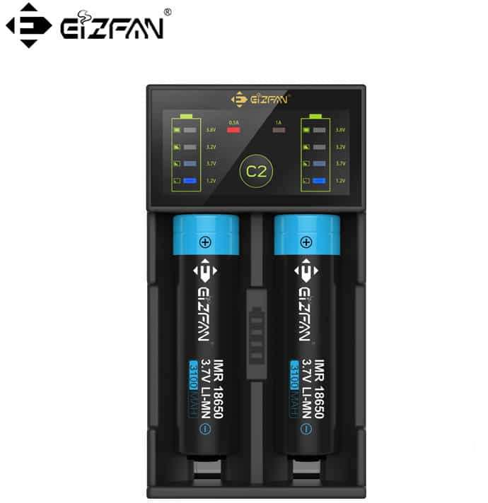 Efan Eizfan C2 2 Bay Lithium AA AAA Battery Charger with USB Power Bank