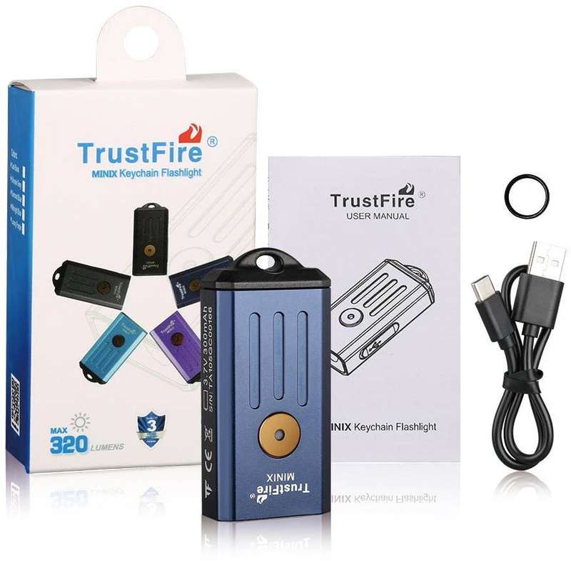 TrustFire MiniX Keychain Flashlight - 320 Lumens, 86m Throw, UV or Red LED Options