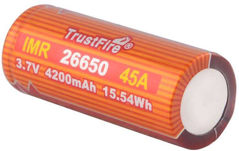 TrustFire 26650 4200mAh 45A Unprotected Flat Top Battery