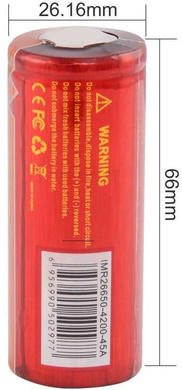 TrustFire 26650 4200mAh 45A Unprotected Flat Top Battery