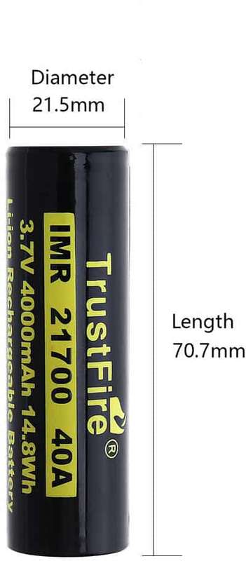 TrustFire 21700 4000mAh 40A Unprotected Flat Top