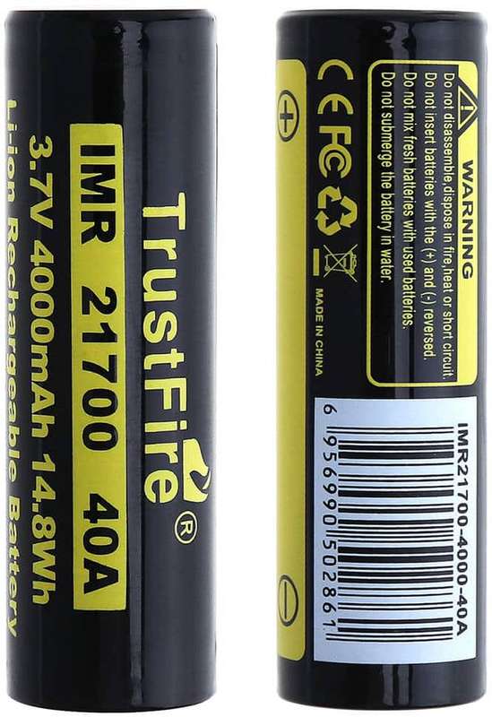 TrustFire 21700 4000mAh 40A Unprotected Flat Top