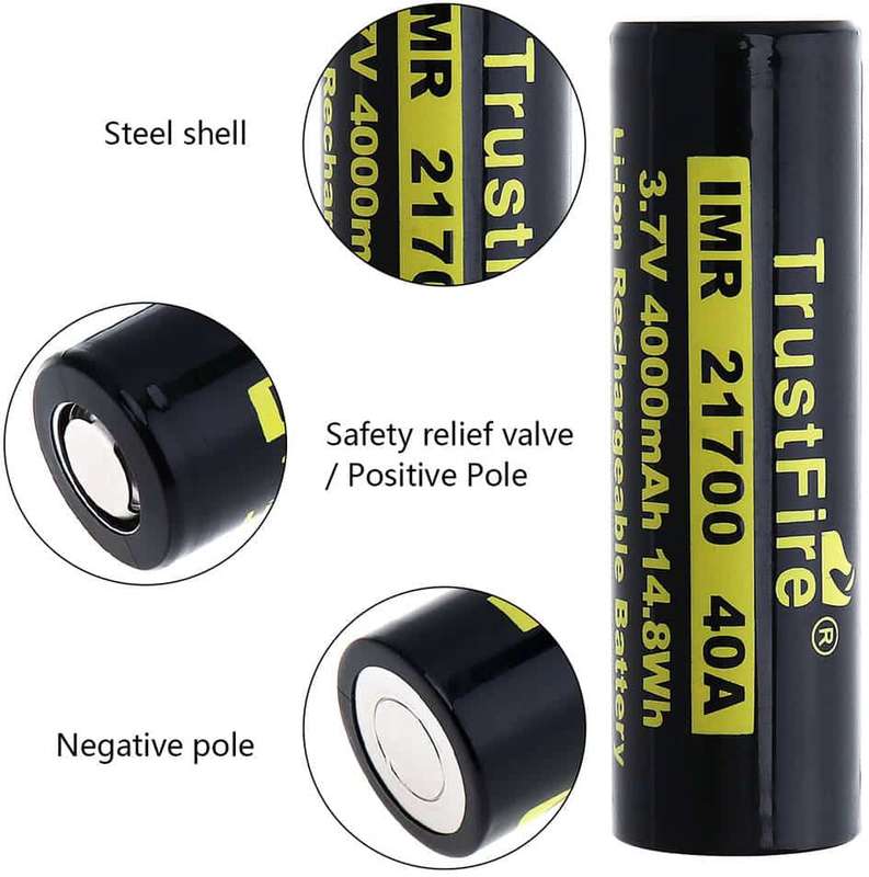 TrustFire 21700 4000mAh 40A Unprotected Flat Top