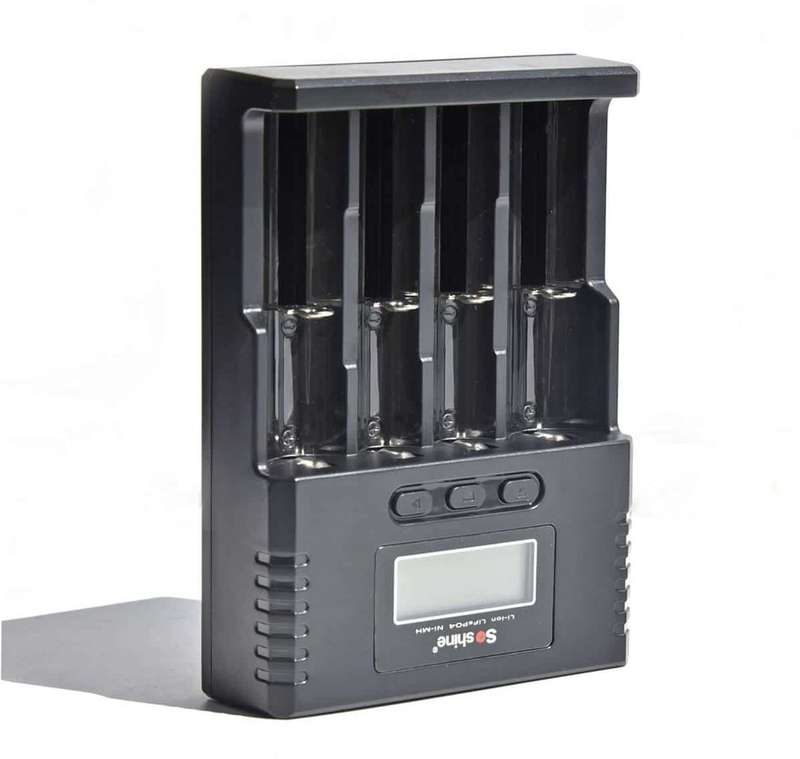Soshine H4 LCD Li-ion/NiMH/LiFePO4 Battery Charger for 14500 18350 18650 26650 AA AAA C