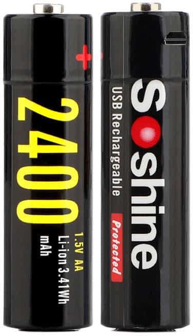 Soshine AA USB-1.5V 2400Lithium with USB cable