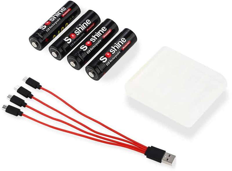 Soshine AA USB-1.5V 2400Lithium with USB cable