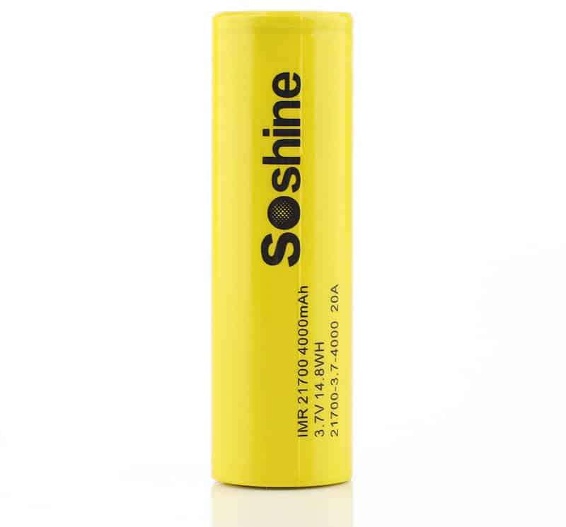 Soshine 21700 3.7V 4000mAh 20A Unprotected Battery