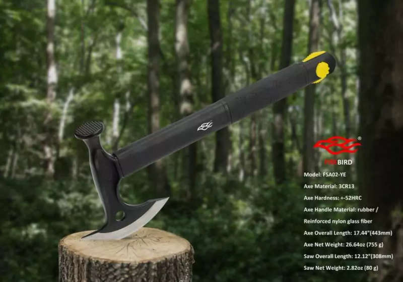 Firebird FSA02-YE Multi-Tool Axe 443mm 3Cr13 Steel with Saw and Flint
