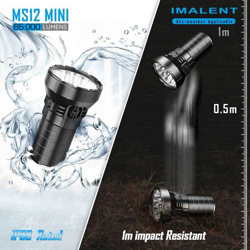 Imalent MS12 Mini 65000 Lumen 1036m Throw Rechargeable LED Searchlight