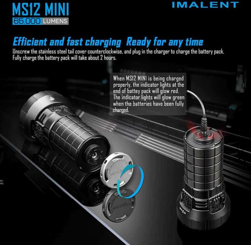 Imalent MS12 Mini 65000 Lumen 1036m Throw Rechargeable LED Searchlight