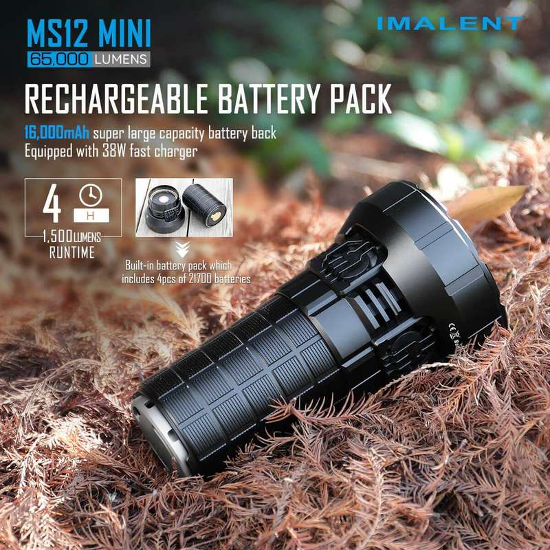 Imalent MS12 Mini 65000 Lumen 1036m Throw Rechargeable LED Searchlight