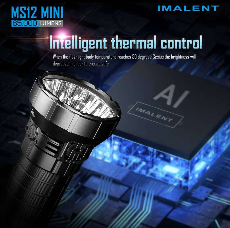Imalent MS12 Mini 65000 Lumen 1036m Throw Rechargeable LED Searchlight