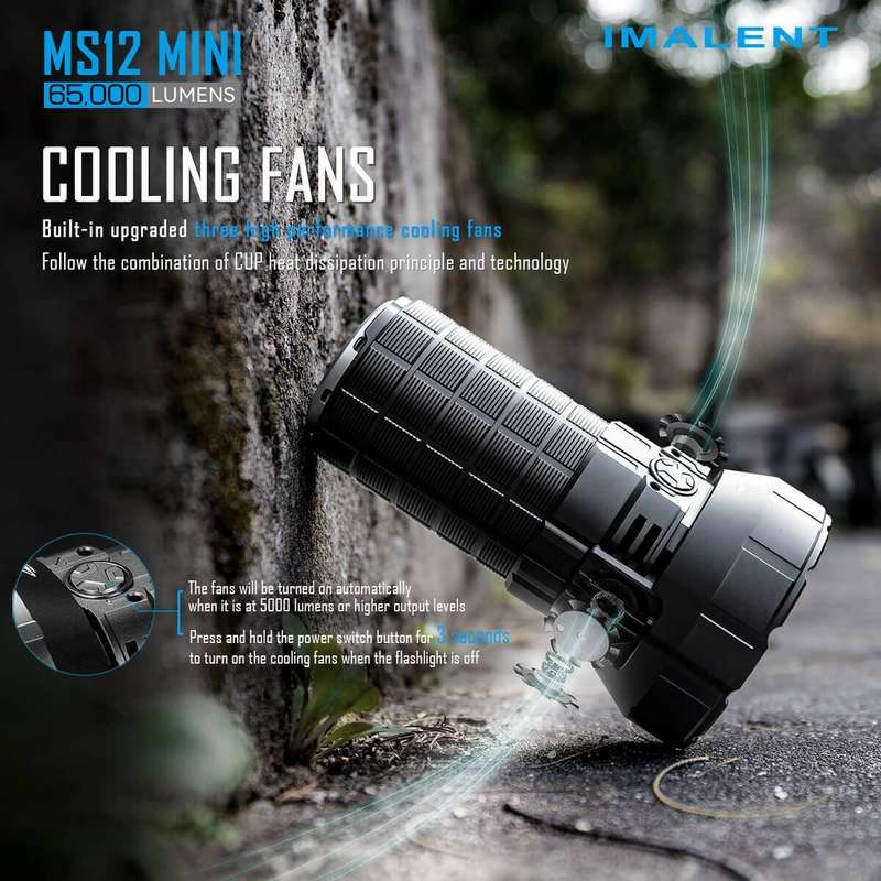 Imalent MS12 Mini 65000 Lumen 1036m Throw Rechargeable LED Searchlight