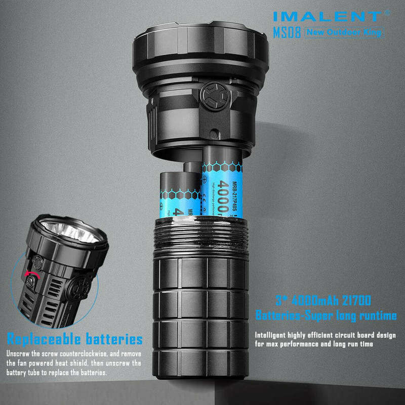 Imalent MS08 34000 Lumen 738m Throw Rechargeable LED Searchlight with Cooling Fans