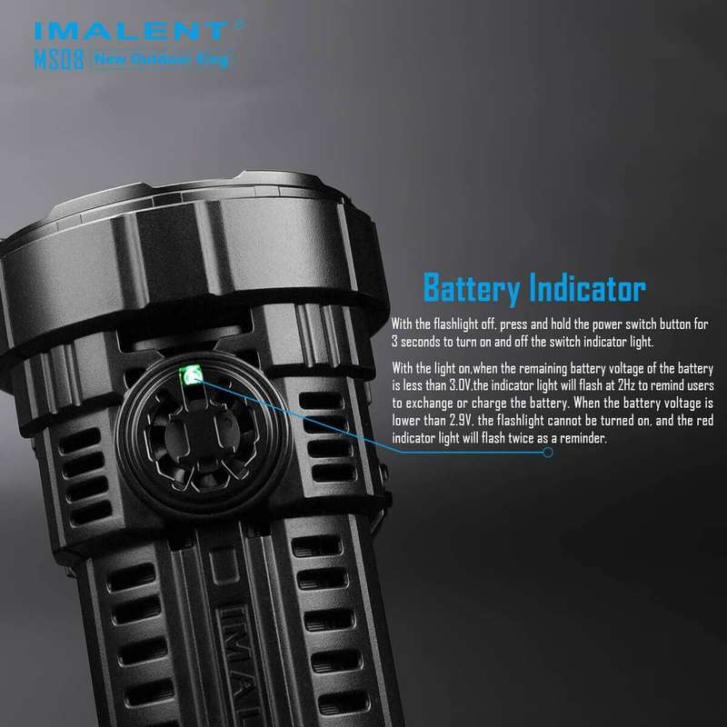 Imalent MS08 34000 Lumen 738m Throw Rechargeable LED Searchlight with Cooling Fans
