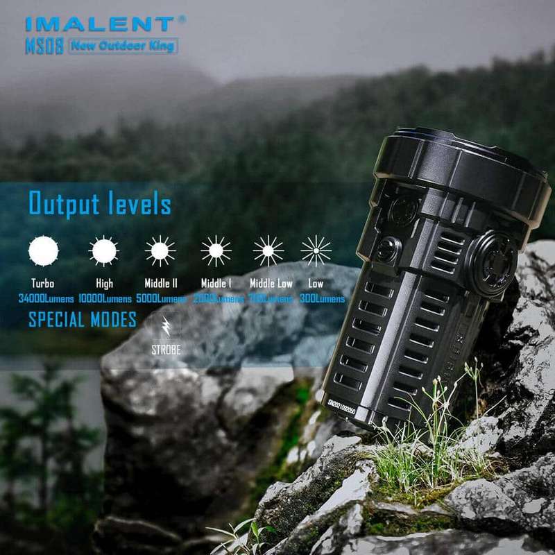 Imalent MS08 34000 Lumen 738m Throw Rechargeable LED Searchlight with Cooling Fans