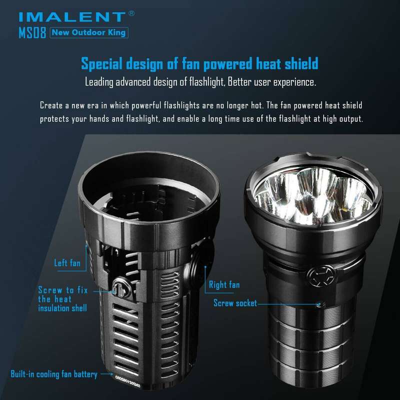 Imalent MS08 34000 Lumen 738m Throw Rechargeable LED Searchlight with Cooling Fans