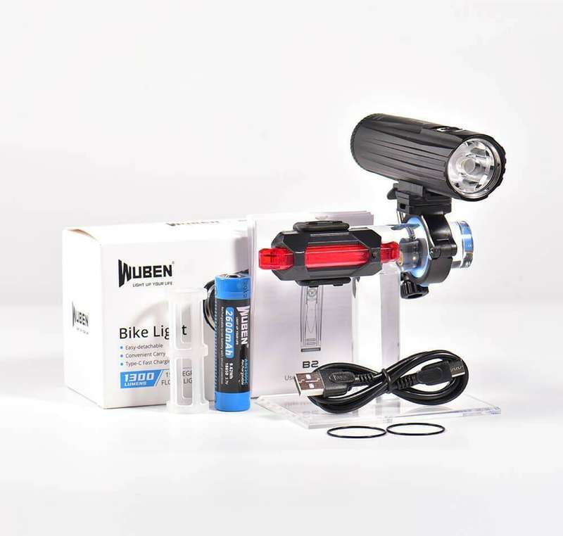 Wuben B2 Bicycle Light 1300 Lumen 280m Throw Rechargeable with 18650 or 21700 Battery