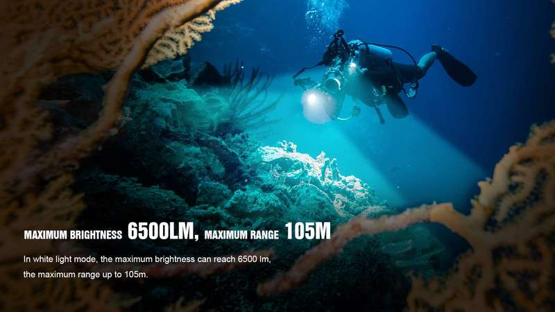 TrustFire DF50 Dive Light 6500 Lumen 105m Throw USB Rechargeable 70M Waterproof