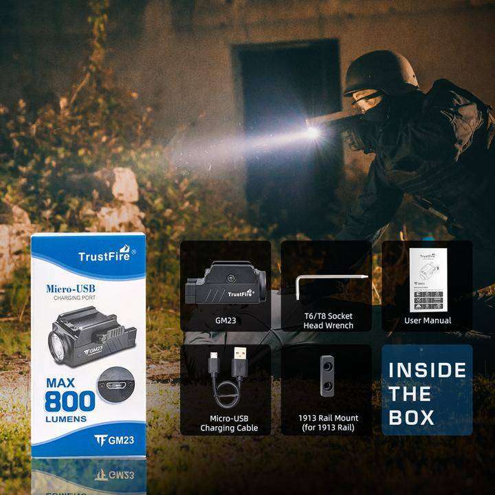 Open Box TrustFire GM23 800 Lumen 90m Pistol Light  - Black