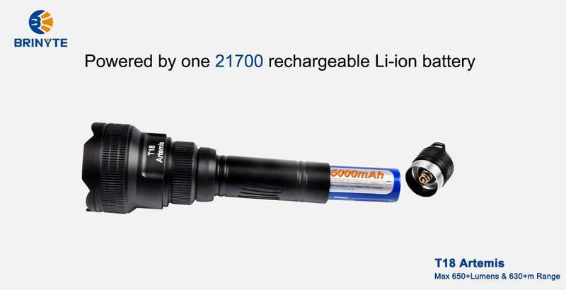 Brinyte T18 Artemis 650lm 630m Rechargeable 3 Module Flashlight