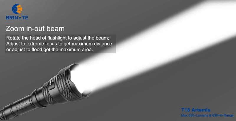 Brinyte T18 Artemis 650lm 630m Rechargeable 3 Module Flashlight