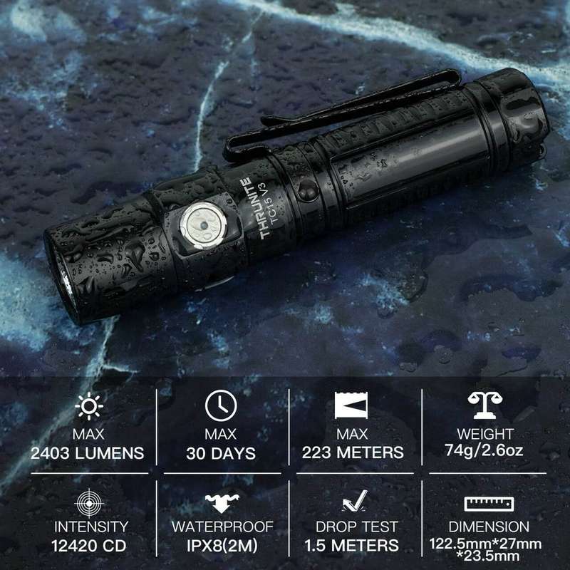 Thrunite TC15 V3 2403LM 223m Throw Rechargeable EDC Flashlight