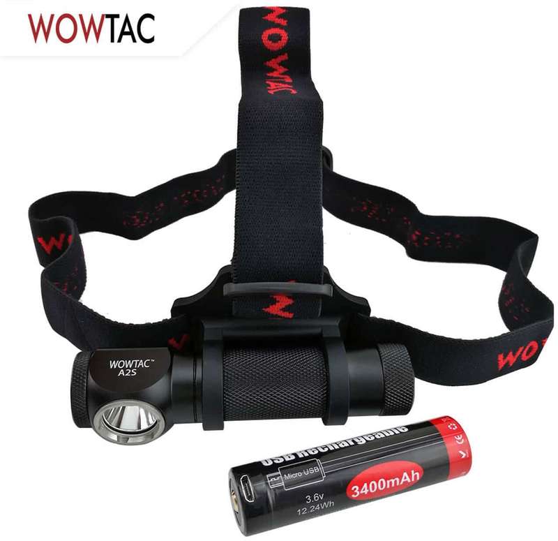 WOWTAC A2S 1047 Lumen 145m Throw Rechargeable Headlamp Flashlight Cool White
