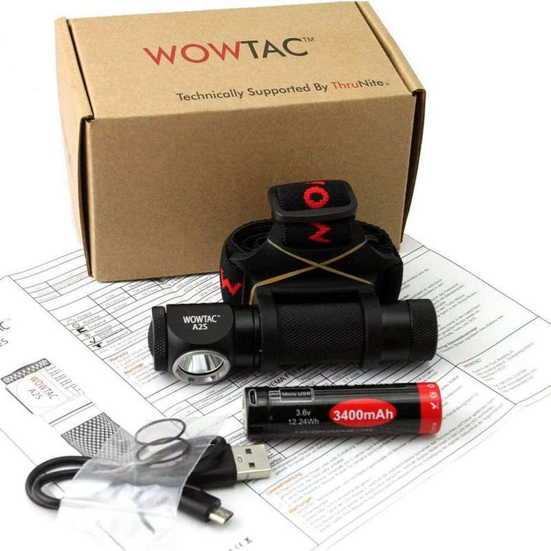 WOWTAC A2S 1047 Lumen 145m Throw Rechargeable Headlamp Flashlight Cool White